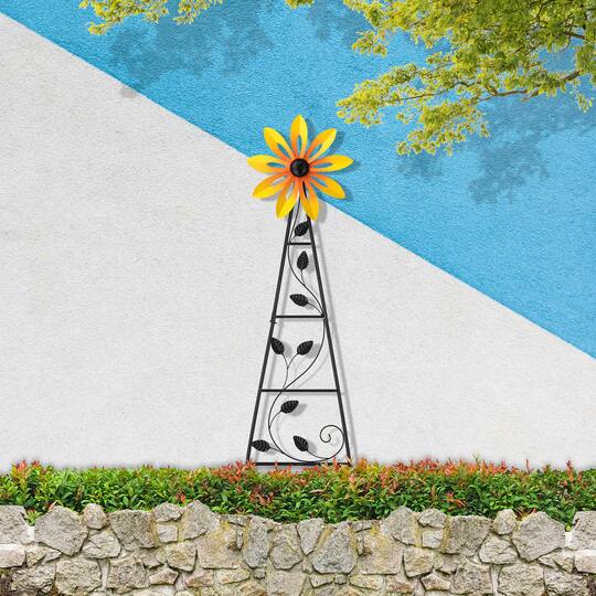 Glitzhome® 44" Metal Flower Wind Spinner Garden Stake